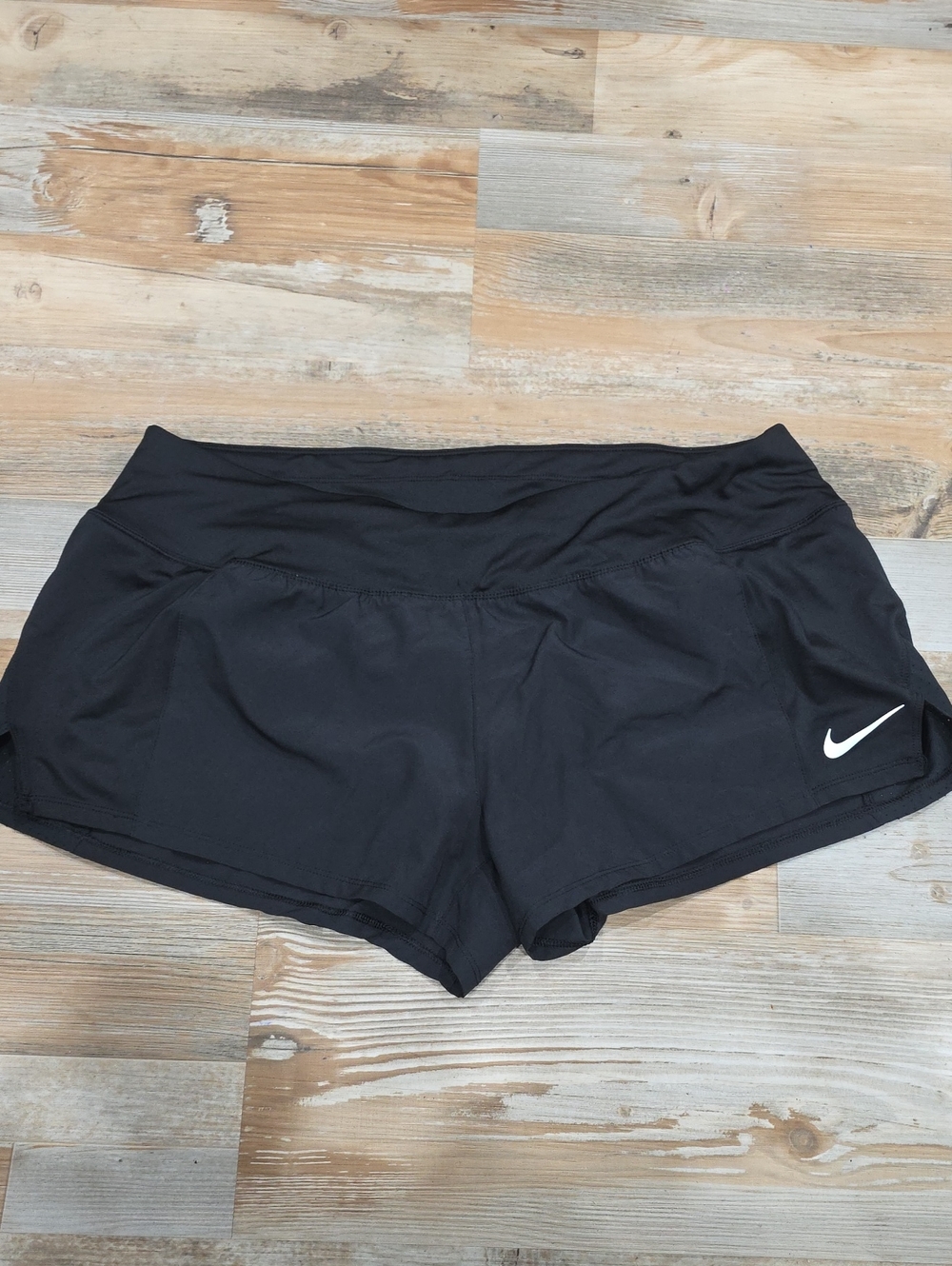 Nike Women's Black Athletic Running Shorts with White Swoosh